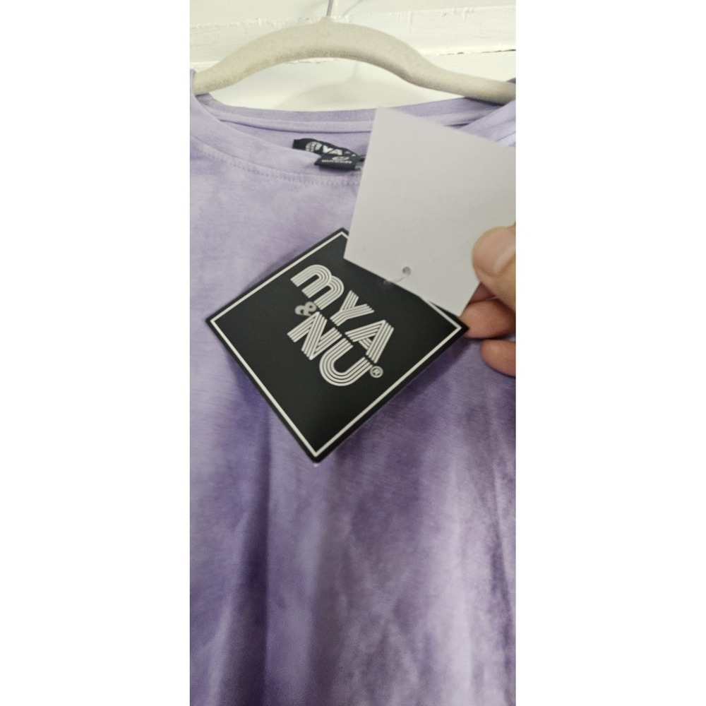 NWT MYA NU‎ tie dye purple crop long sleeve Tee womans M - Picture 3 of 6